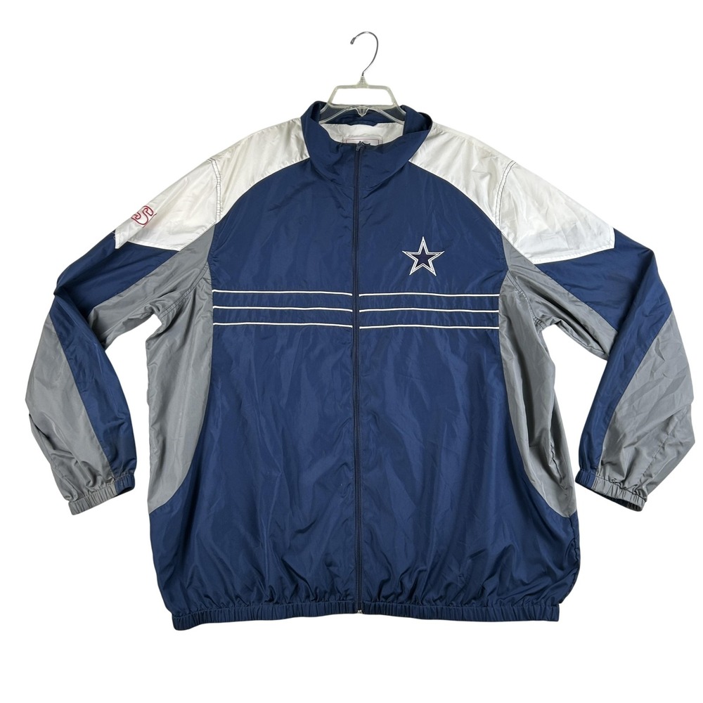 Dallas Cowboys‎ Jacket Mens XXL Blue Gray NFL Football Full Zip Windbreaker SI